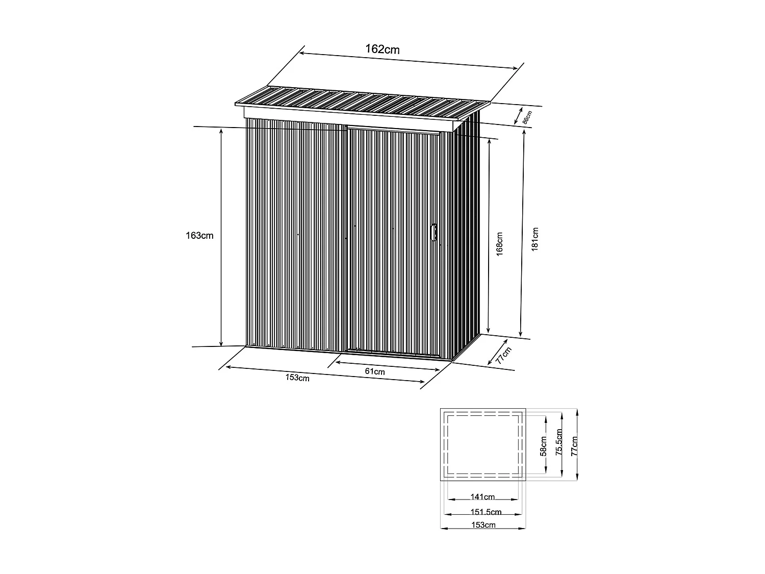 Abri de jardin métal en acier galvanisé gris 1,39 m² BIRON