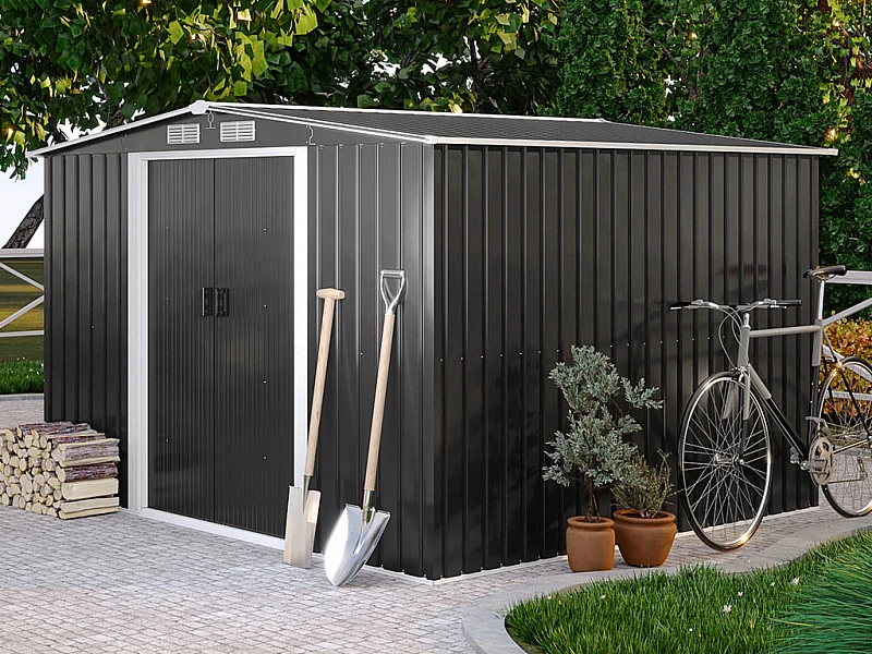 Tuinhuis van grijs gegalvaniseerd staal MANSO - 6,6m²