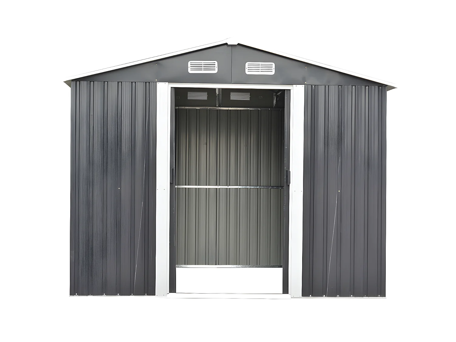 Abri de jardin métal en acier galvanisé gris 6,6 m² - MANSO