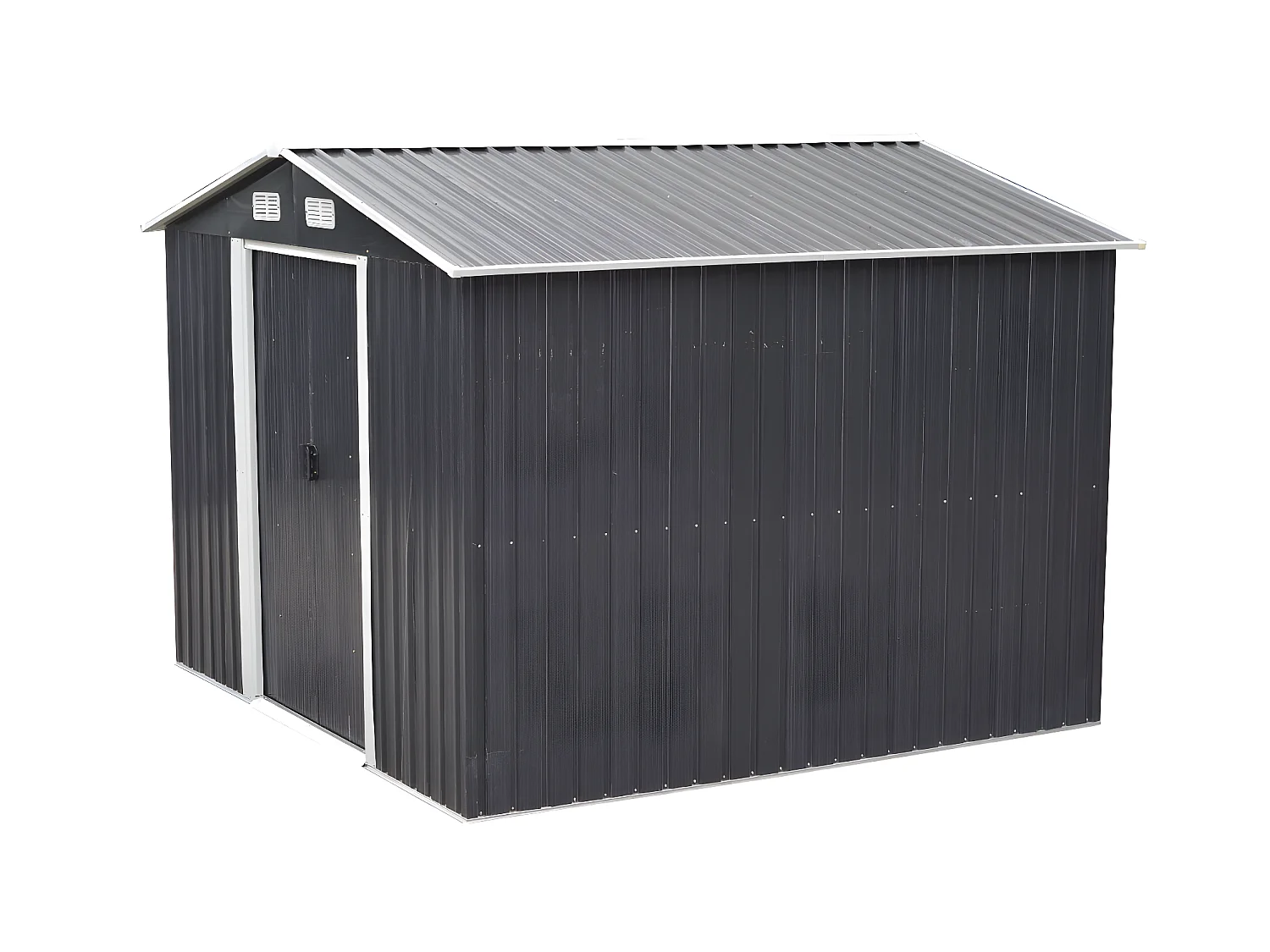 Abri de jardin métal en acier galvanisé gris 6,6 m² - MANSO