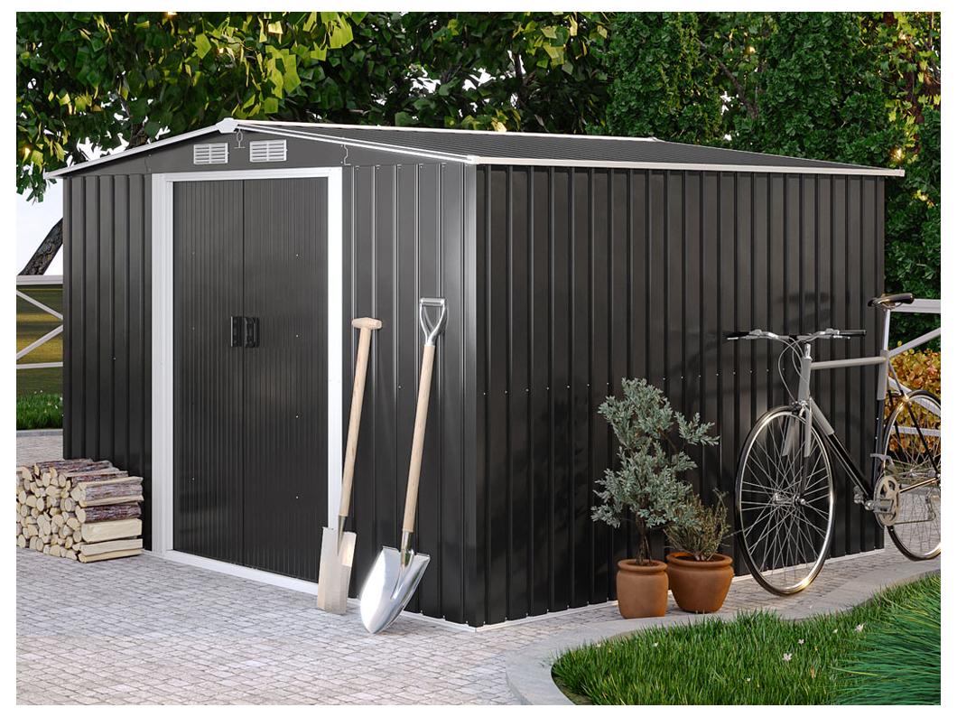 Casetta da giardino 6,6 m² in Acciaio galvanizzato Grigio - MANSO