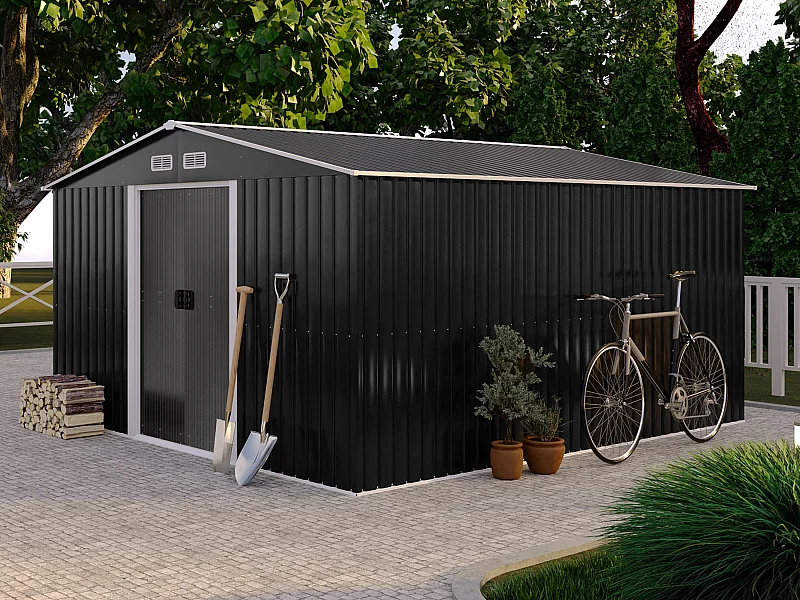 Tuinhuis van grijs gegalvaniseerd staal MANSO - 12,5m²