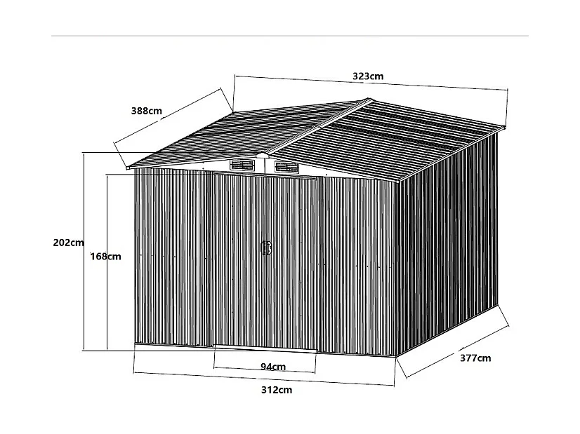 Haveskur metal galvaniseret stålstålhytte i stål 12,5 m² - MANSO