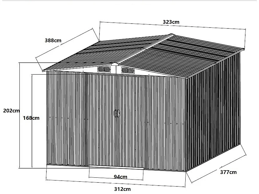 Abri de jardin métal en acier galvanisé gris 12,5 m² - MANSO
