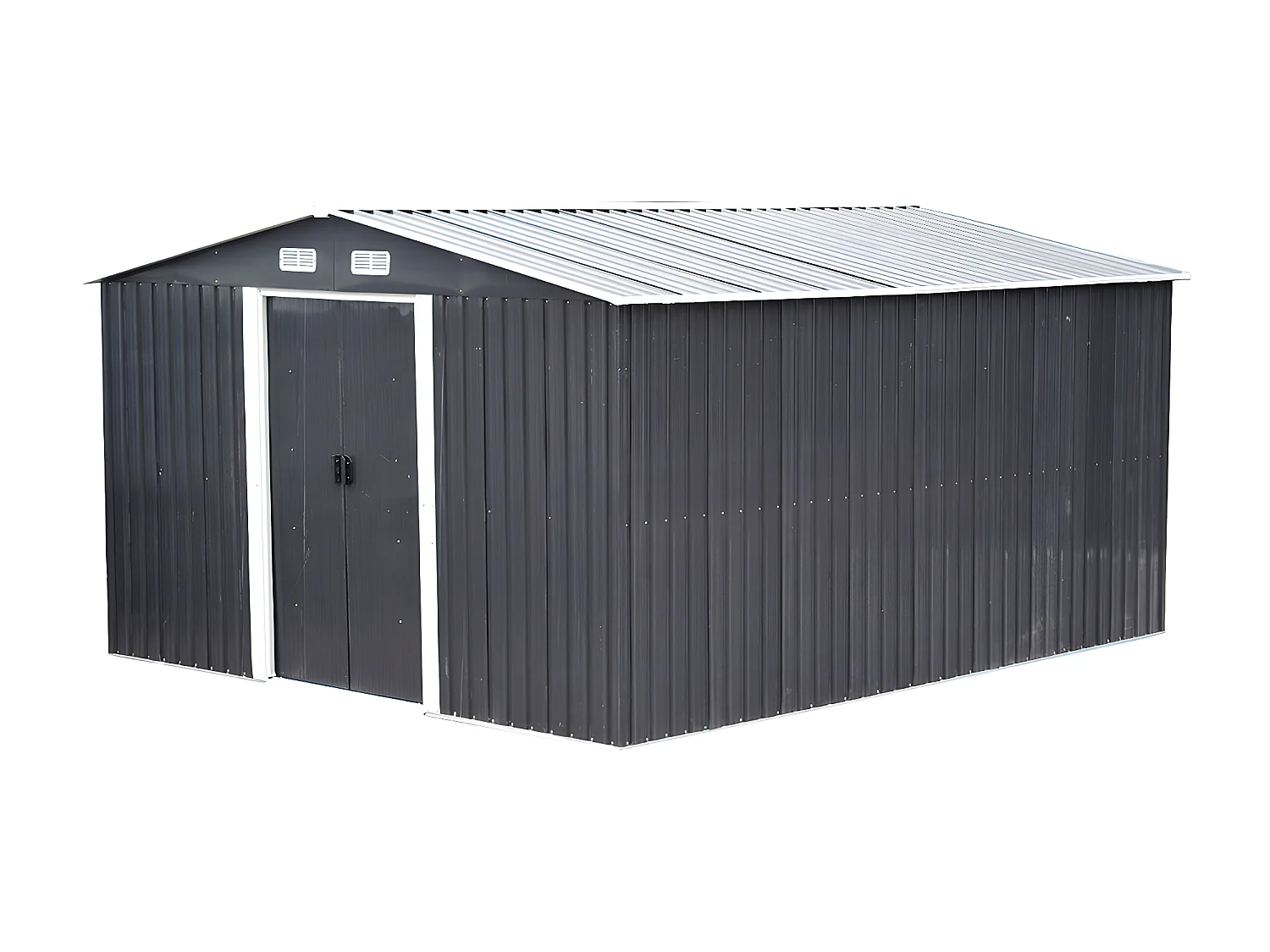 Abri de jardin métal en acier galvanisé gris 12,5 m² - MANSO