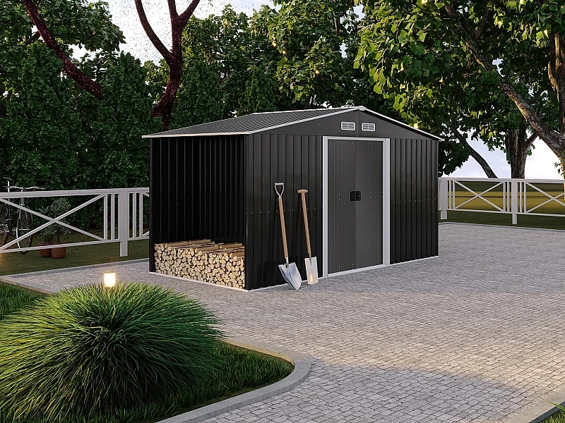 Abrigo de jardim em aço galvanizado cinza 6 m² -  LERY