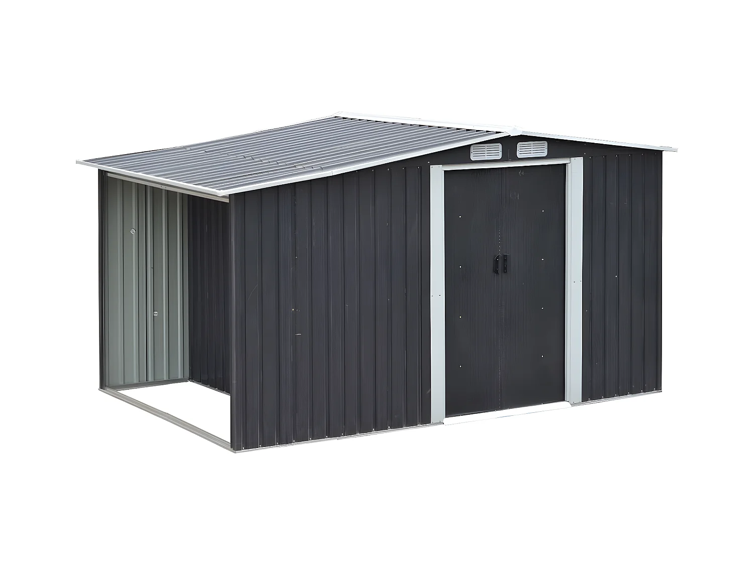 Caseta de jardín de acero galvanizado gris LERY - 6m²