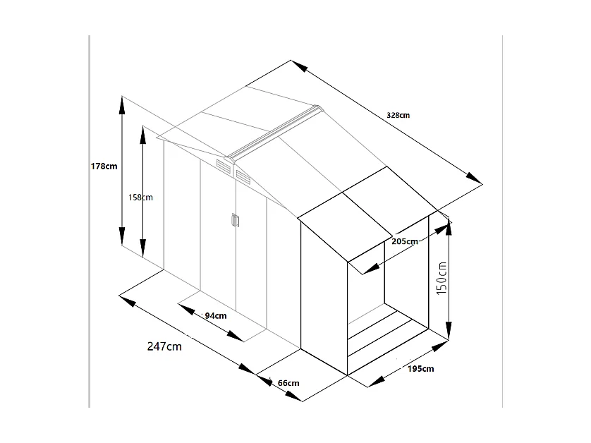 Caseta de jardín de acero galvanizado gris LERY - 6m²