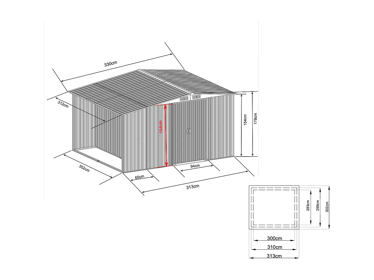 Gerätehaus Gartenhaus - 10,5 m² - Stahl - LERY