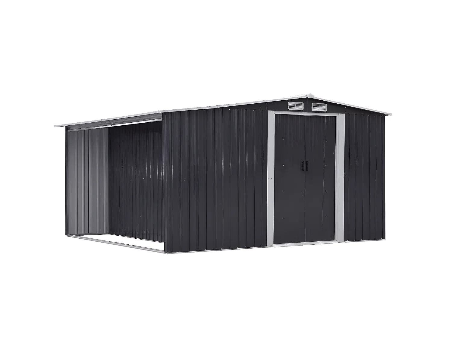 Abrigo de jardim em aço galvanizado cinza 10,5 m² - LERY
