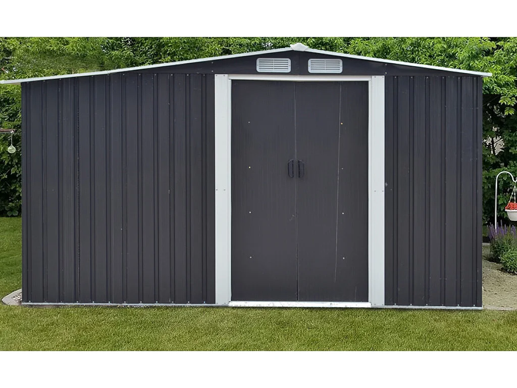 Abrigo de jardim em aço galvanizado cinza 10,5 m² - LERY