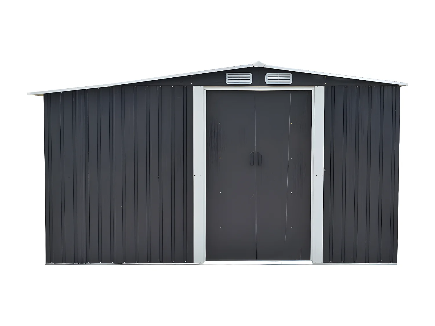 Abri de jardin métal avec abri bûche en acier galvanisé gris 10,29 m² - LERY