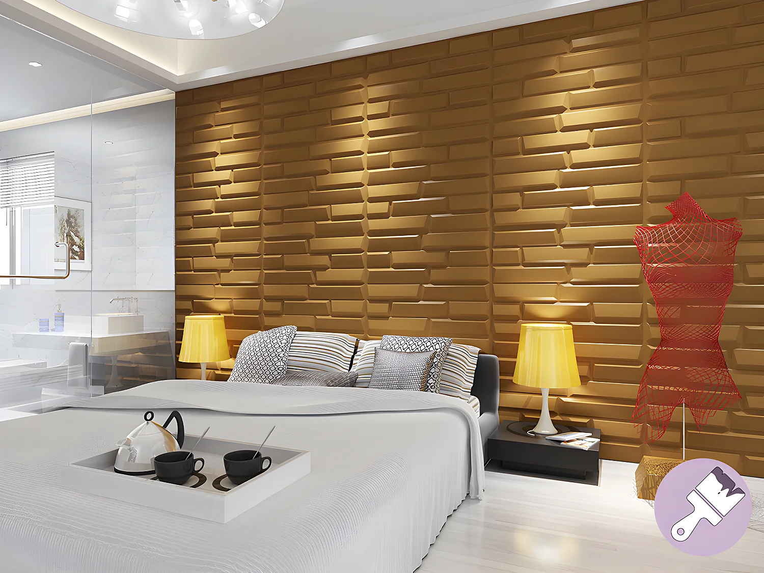 Painel de parede 3D GREAT para pintar - pack de 3m² - Conjunto de 6 peças