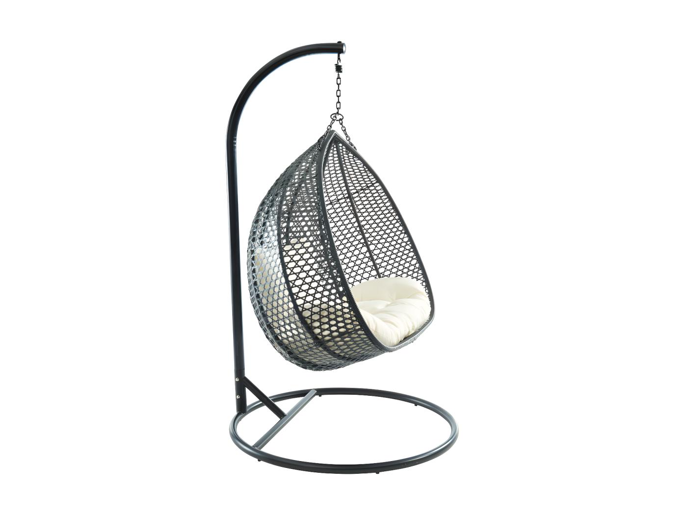 Hängesessel 2Sitzer Polyrattan Anthrazit mit weißem Kissen VAHINA