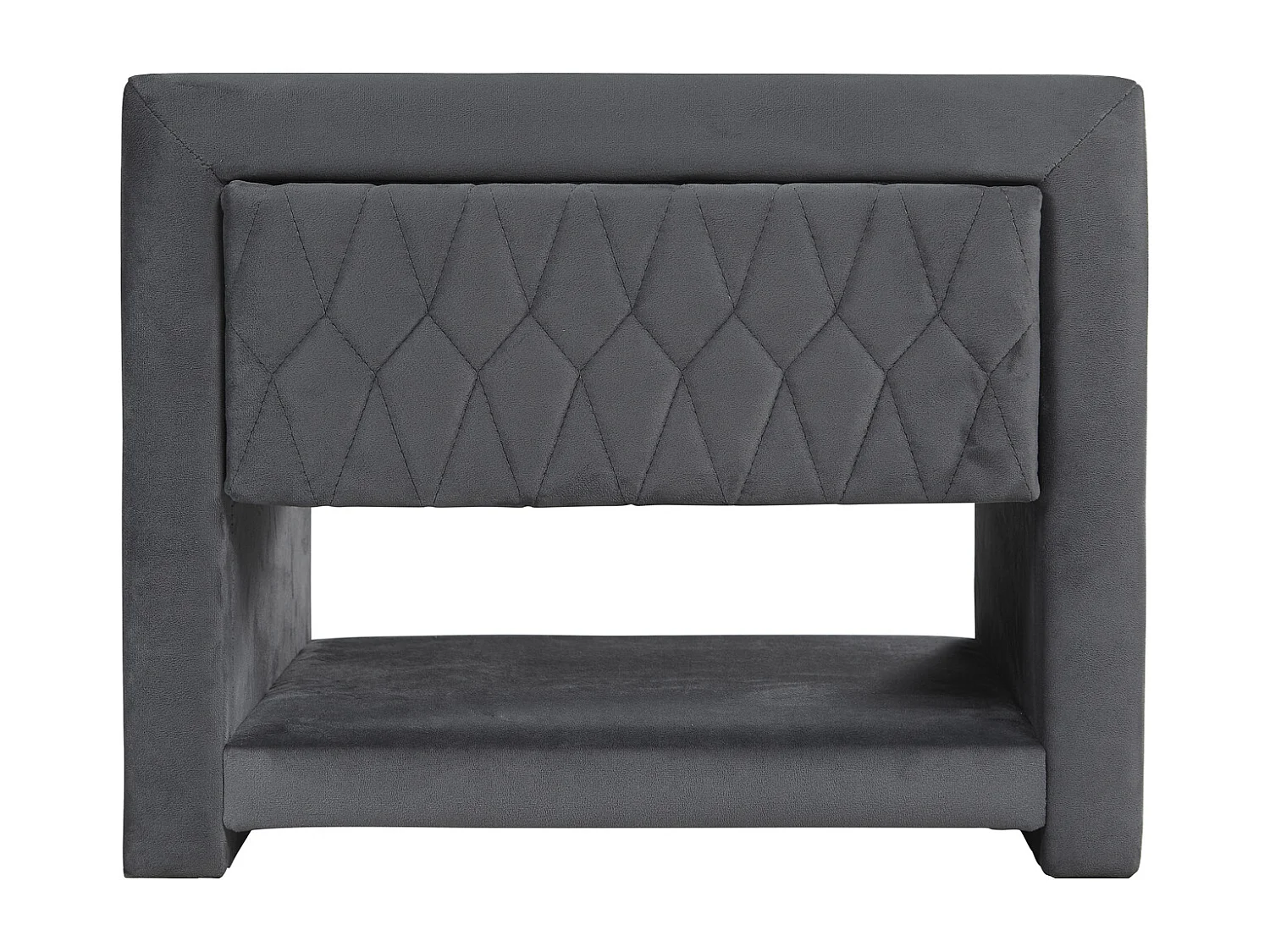 Table de chevet - 1 tiroir et 1 niche - Tissu velours - Gris - DANIELE