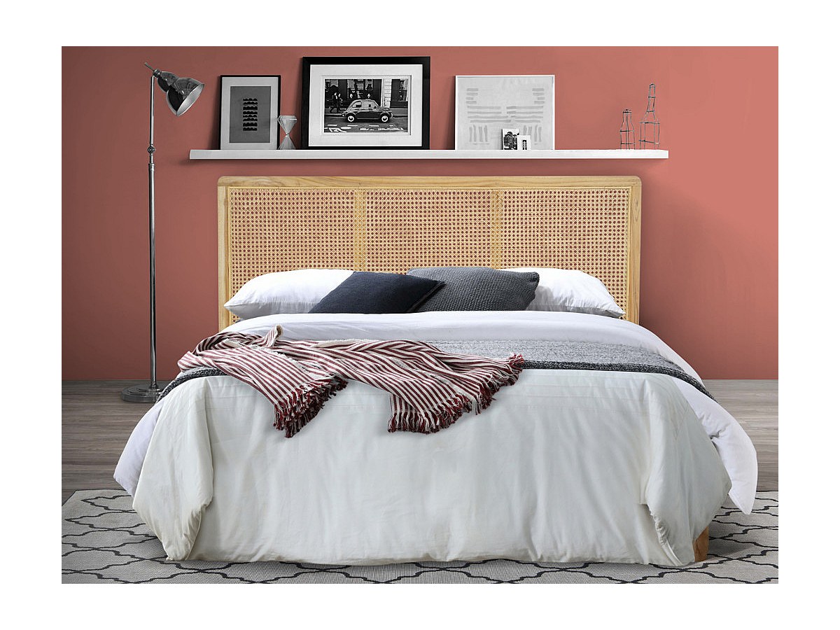 Cabecero cama respaldo ratán y teca maciza 160 CELAYA