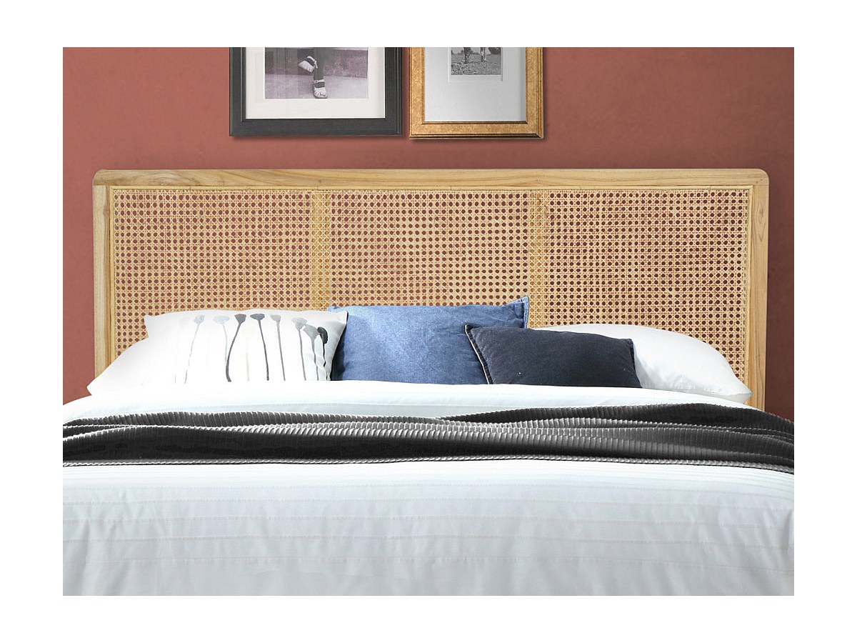 Cabecero cama respaldo ratán y teca maciza 160 CELAYA