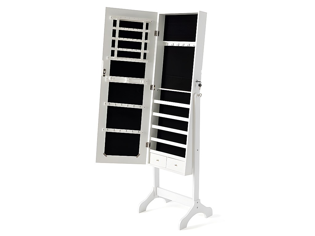 Armario joyero con espejo y cerradura TRESOR- MDF y madera