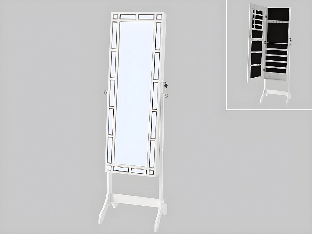 Armario joyero con espejo y cerradura TRESOR- MDF y madera