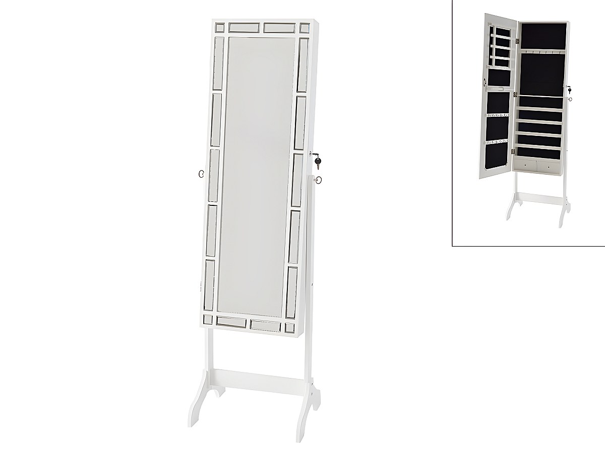 Armario joyero con espejo y cerradura TRESOR- MDF y madera