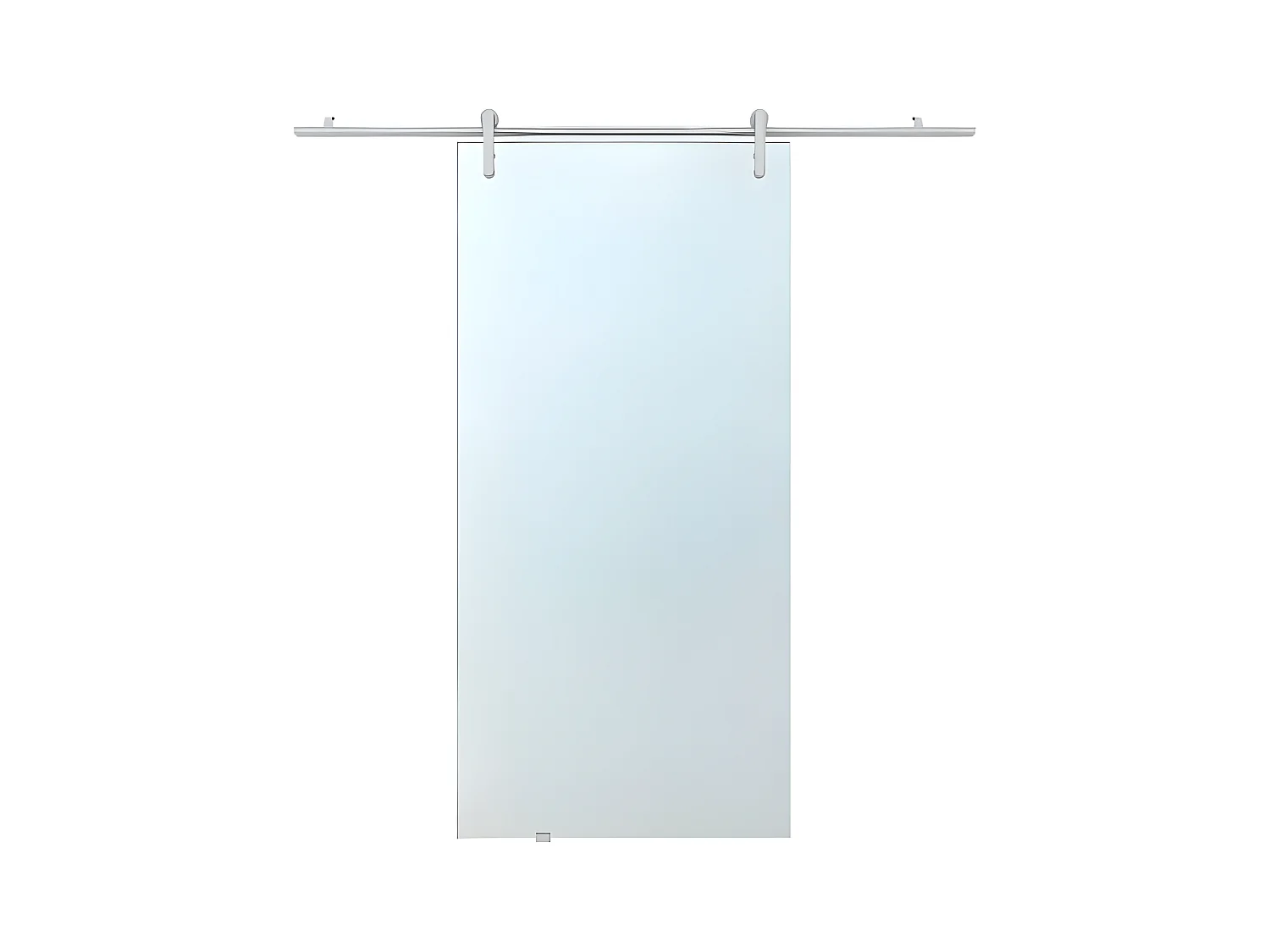 Porte coulissante avec système en applique CLEAVER - H205 x L93 cm - Verre trempé dépoli