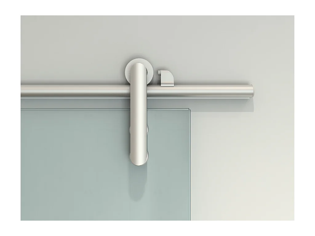Porte coulissante avec système en applique CLEAVER - H205 x L93 cm - Verre trempé dépoli