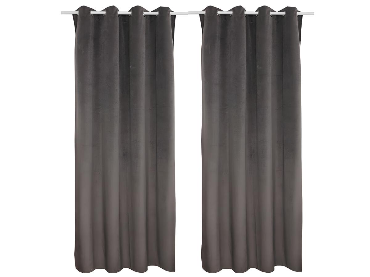 Vorhang 2er-Set - 140 x 260 cm - Samt - Grau - LUXE günstig online kaufen