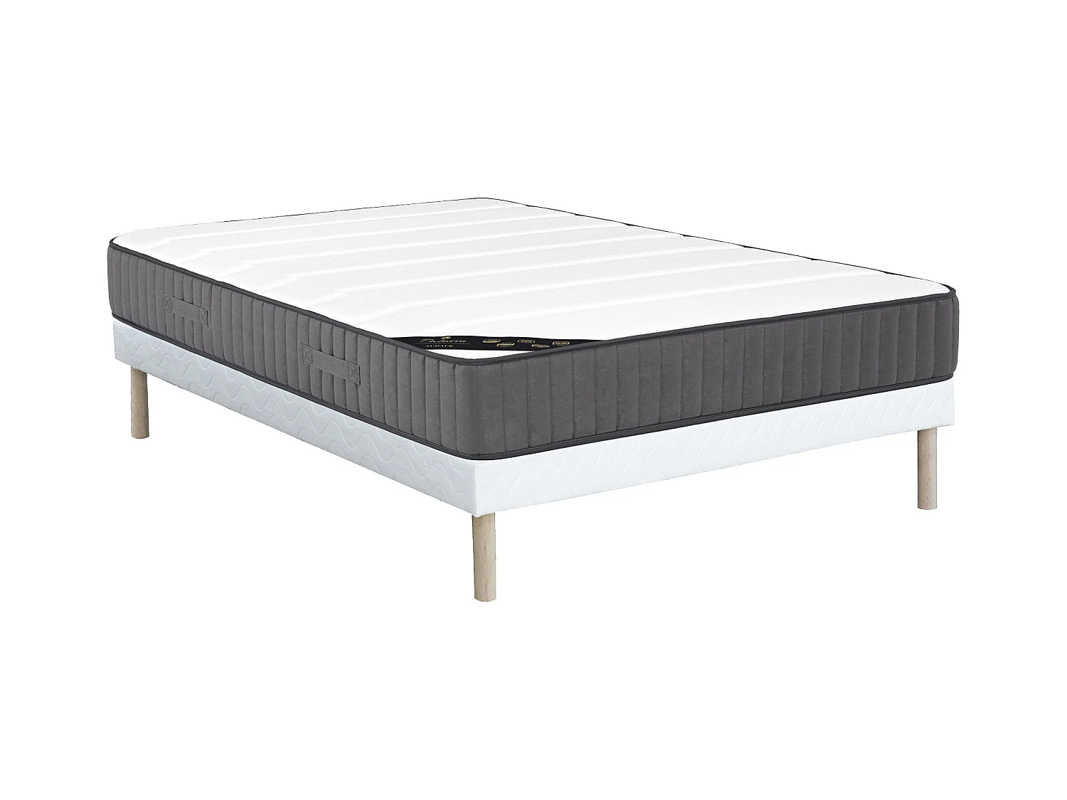 Ensemble 140 x 190 cm sommier + matelas hybride ressorts ensachés 7 zones et mousse haute résilience ép.26cm - AUDACE de PALACIO