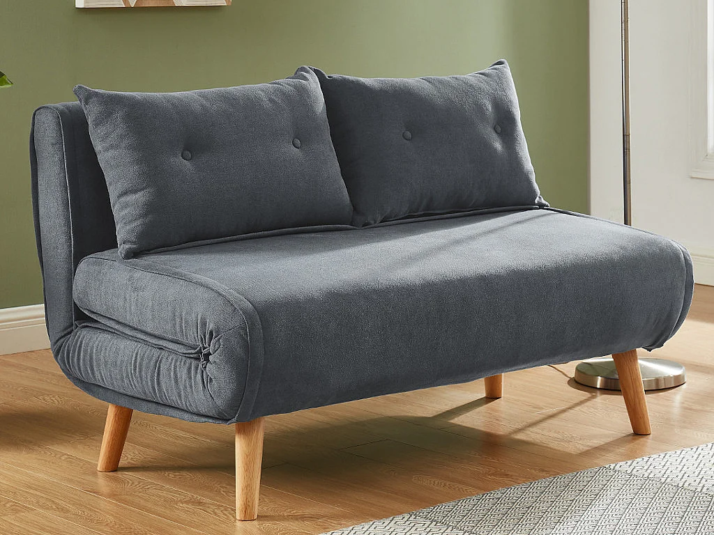 Canapé 2 places convertible en tissu VALERIO - Gris