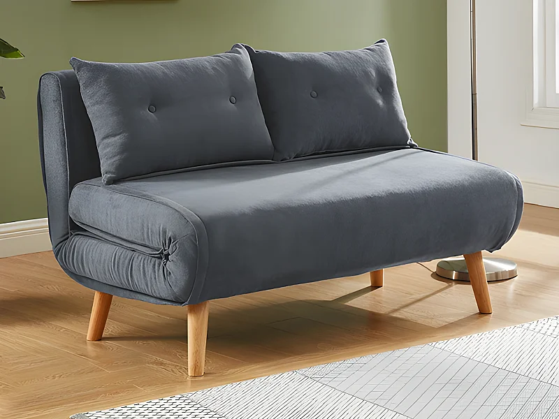 2-sits bäddsoffa i tyg VALERIO - Grå