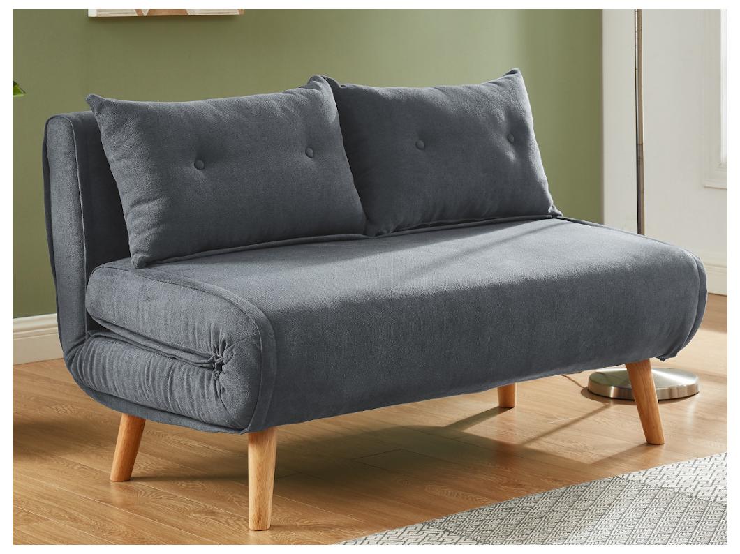 Canapé 2 places convertible en tissu VALERIO - Gris