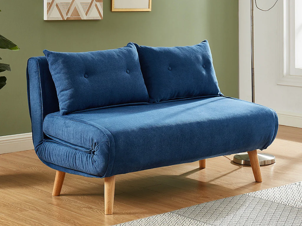 Schlafsofa 2-Sitzer - Stoff - Blau - VALERIO