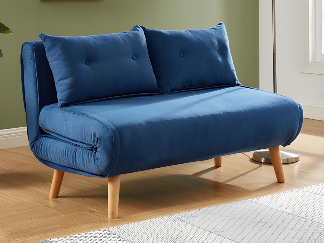 Schlafsofa 2-Sitzer - Stoff - Blau - VALERIO