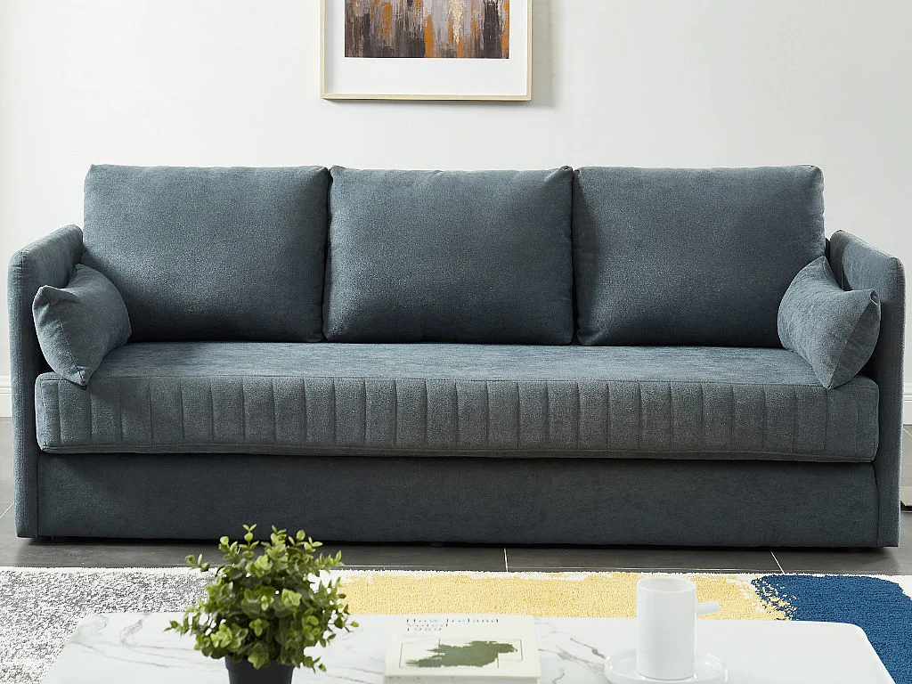 Sofá cama de 3 plazas de tela GRECCO - Gris