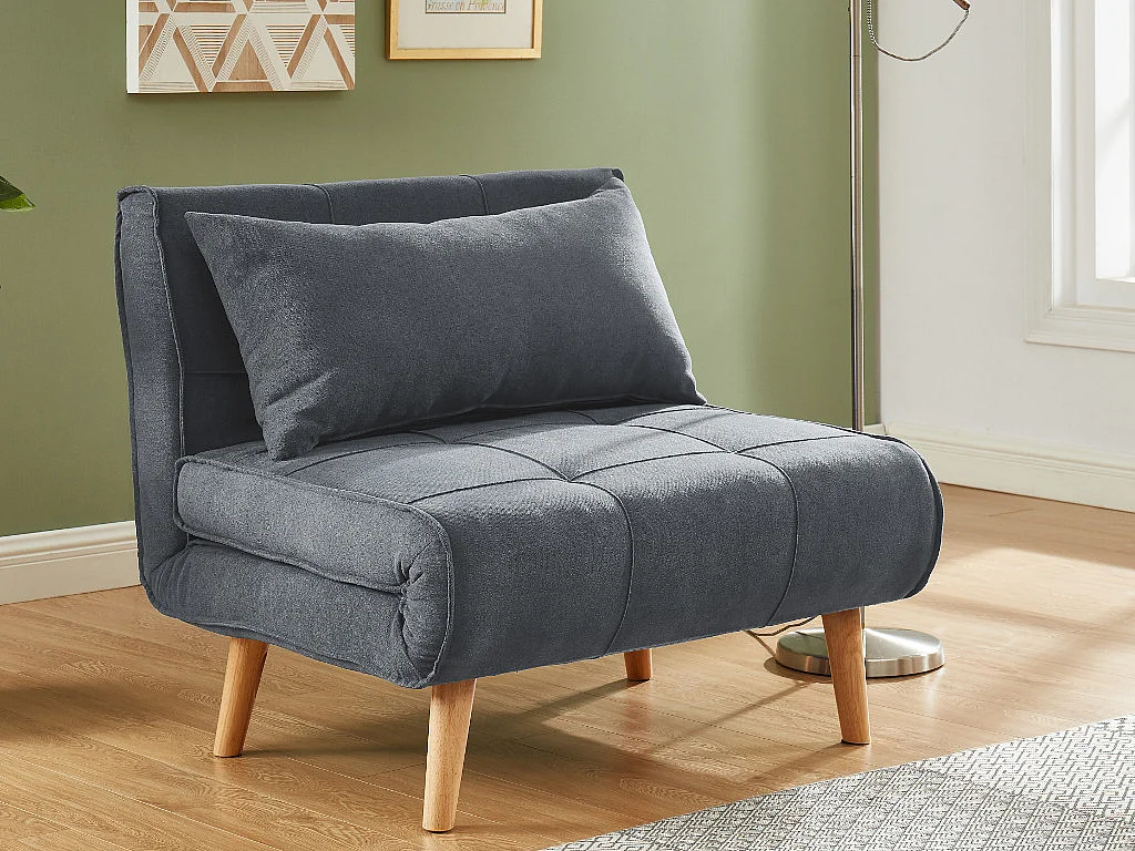 Fauteuil convertible XL en tissu CHILA - Gris