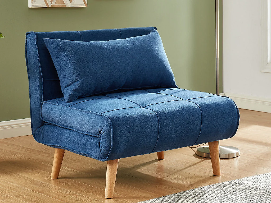 Fauteuil convertible XL en tissu CHILA - Bleu
