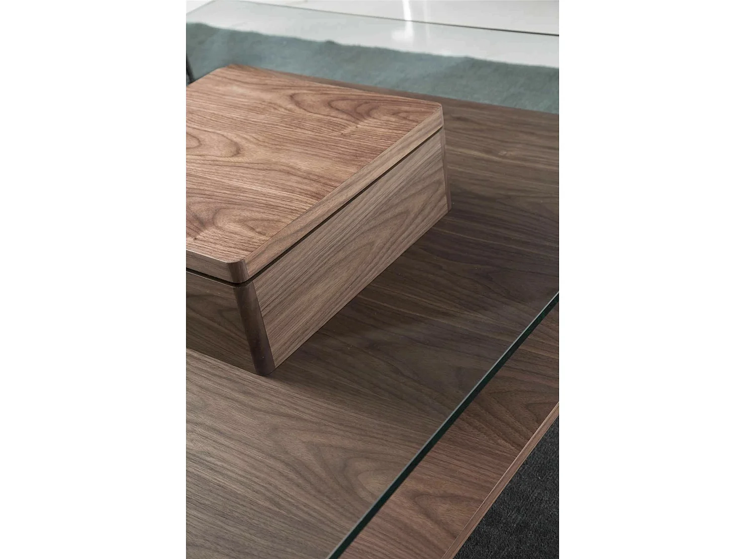 Table basse bois plateau en verre trempé