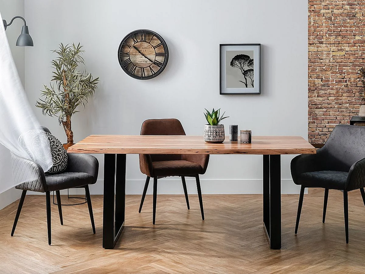 Table de Repas en Bois "Crosa II" 180cm Marron & Noir