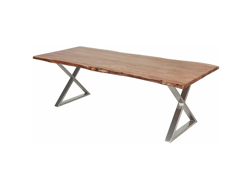 Table de Repas en Bois "Crosa" 240cm Marron & Chrome