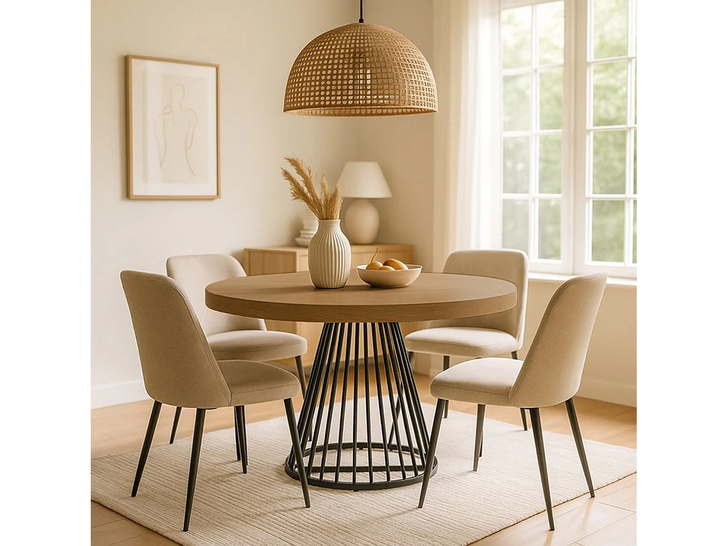 Table de Repas Extensible "Virginia" 110-260cm Naturel