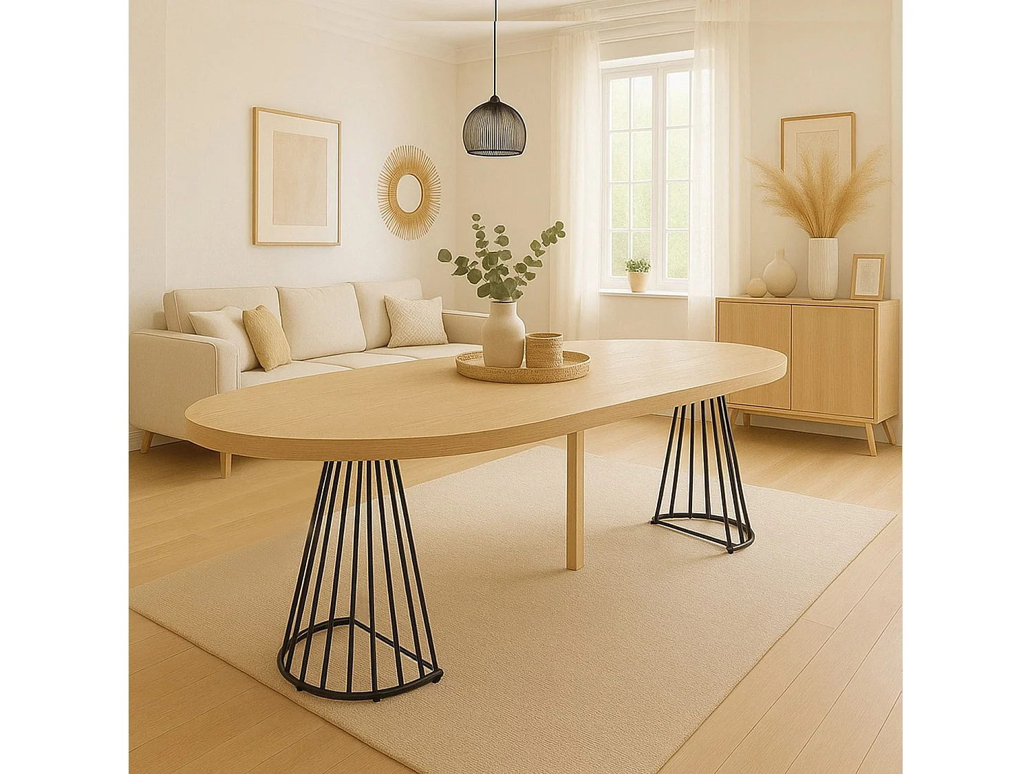 Table de Repas Extensible "Virginia" 110-260cm Beige