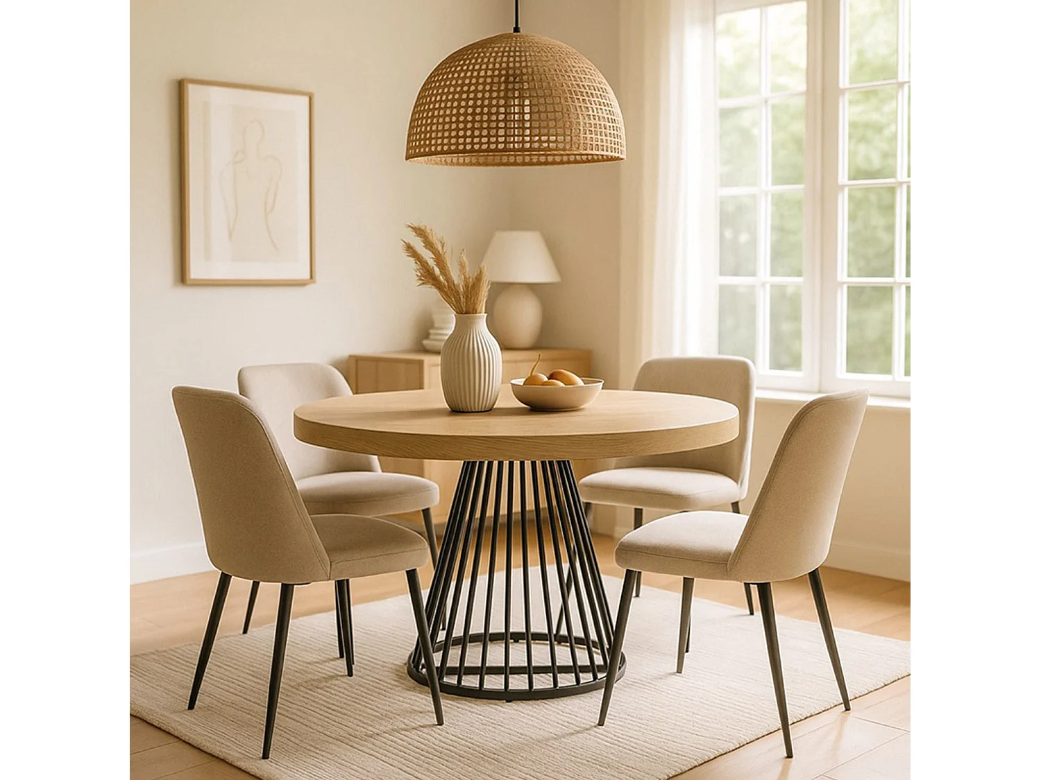 Table de Repas Extensible "Virginia" 110-260cm Beige