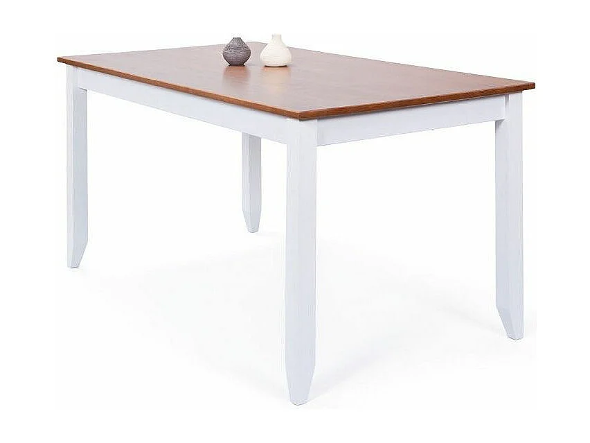 Table de Repas Bois "Takao" 160cm  Blanc & Naturel