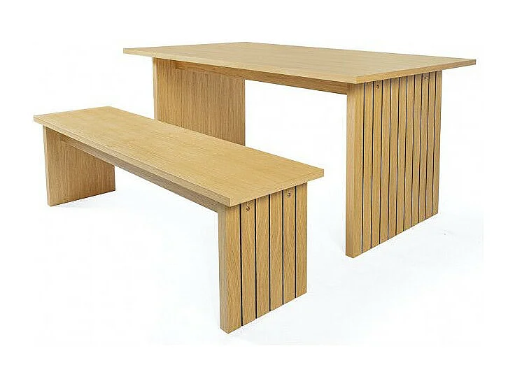 Table à Manger Design en Bois "Stripe" 160cm Naturel