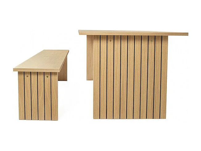 Table à Manger Design en Bois "Stripe" 160cm Naturel