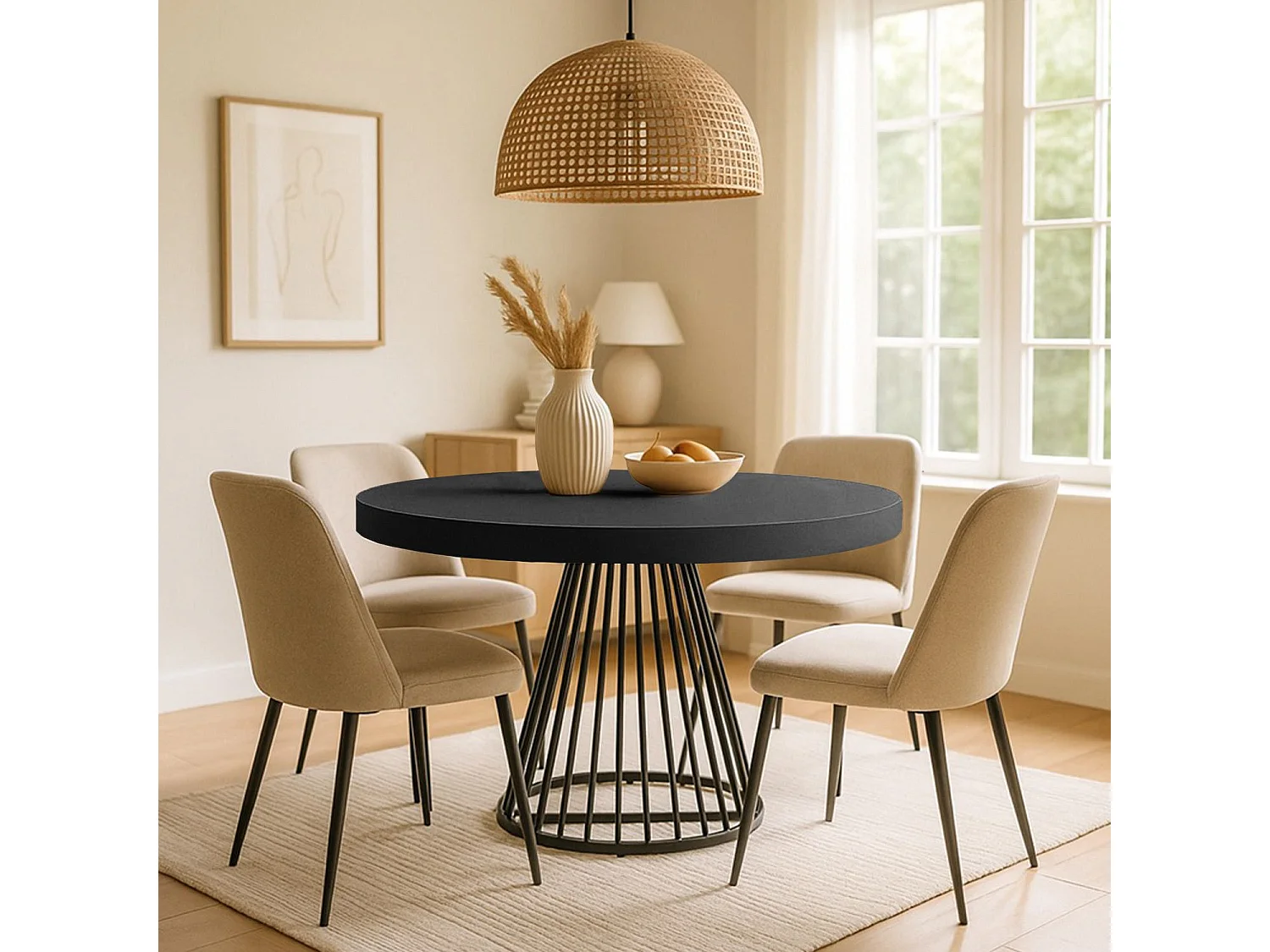 Table de Repas Extensible "Virginia" 110-260cm Noir