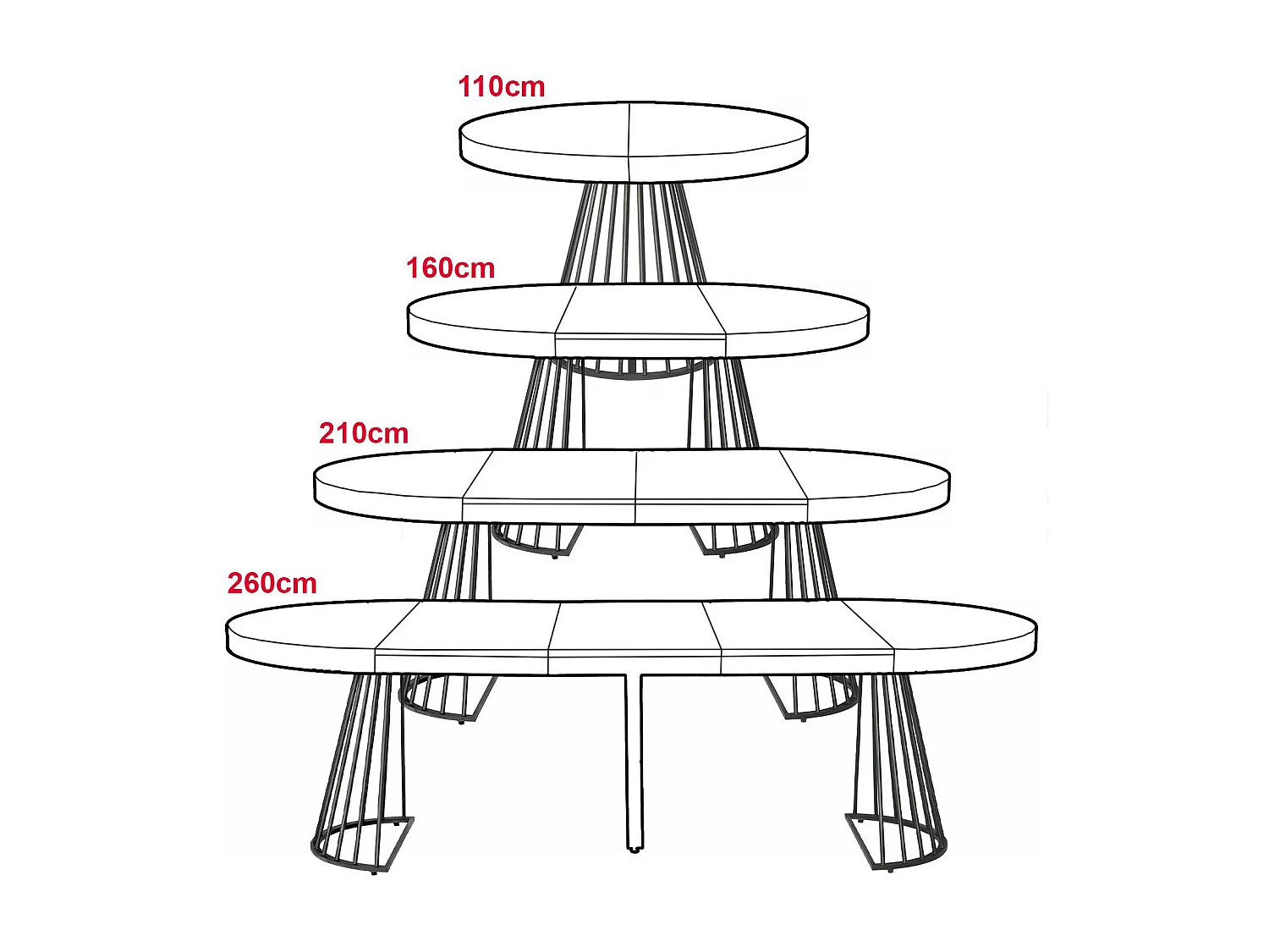 Table de Repas Extensible "Virginia" 110-260cm Noir