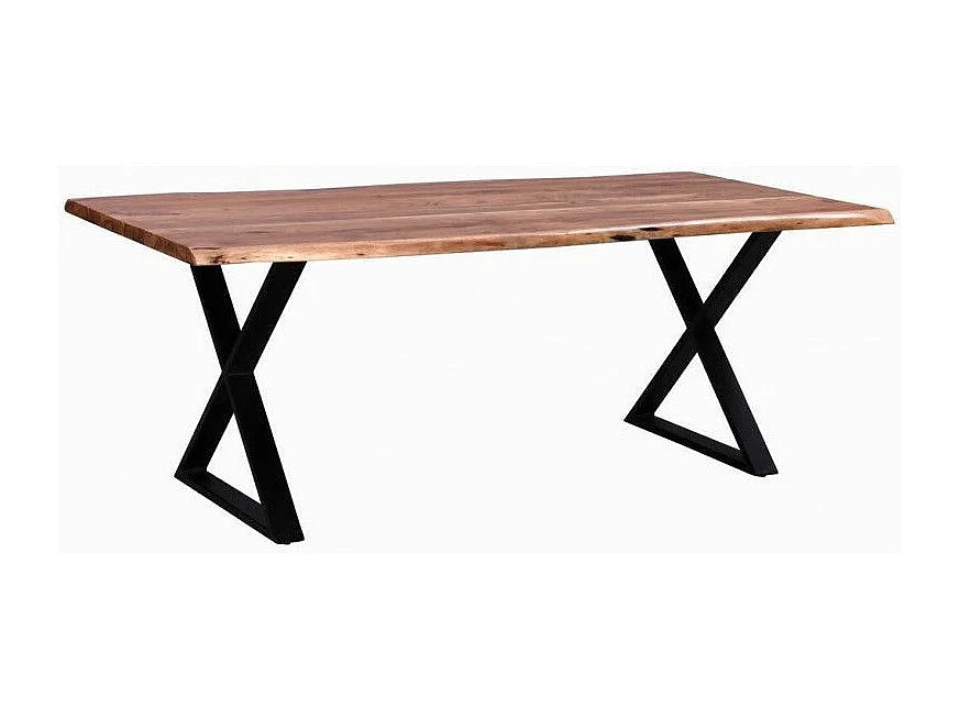 Table de Repas en Bois "Crosa" 180cm Marron & Noir