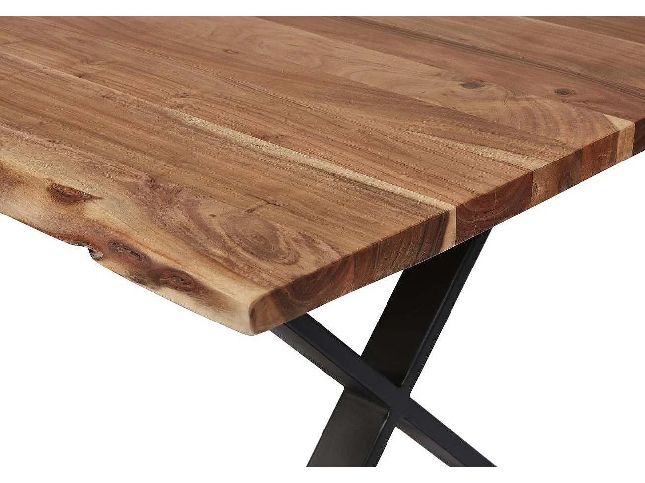 Table de Repas en Bois "Crosa" 180cm Marron & Noir