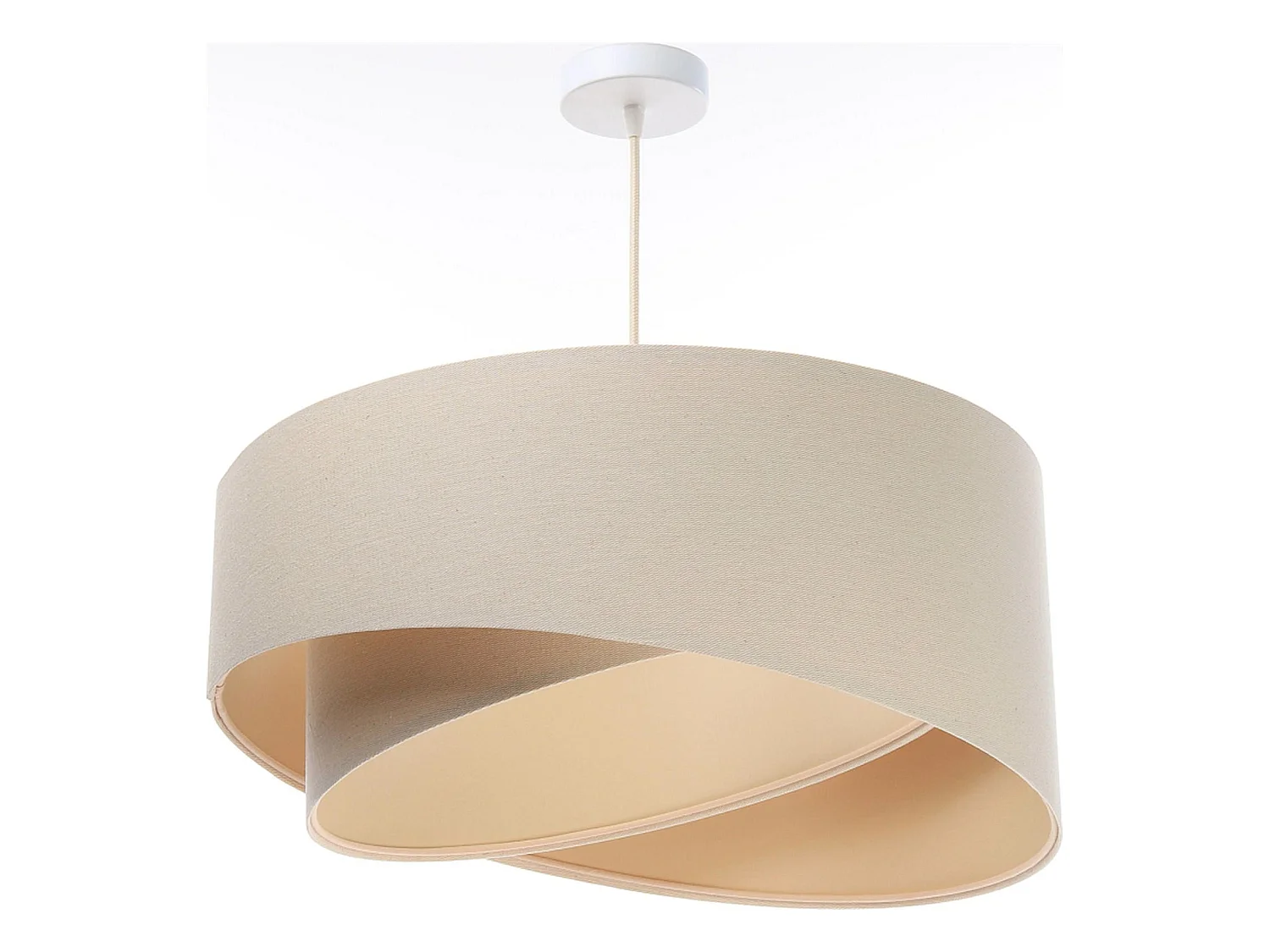 Luminaire suspendu cylindre beige au design épuré